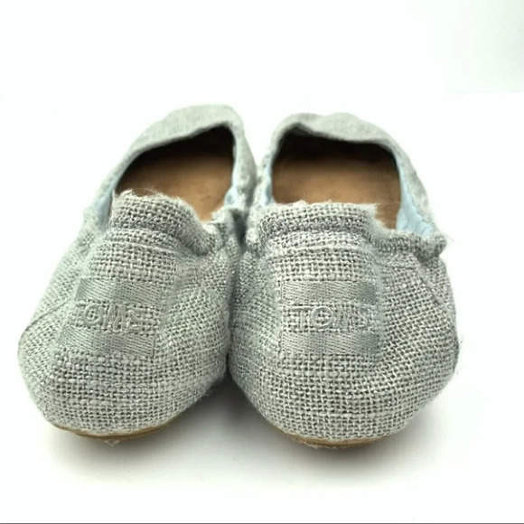Toms flats sz 8 38.5 blue silver metallic ballet - Picture 4 of 12